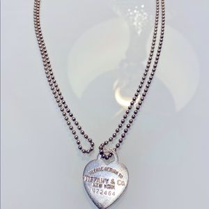 Authentic Tiffany Heart Ball Chain Necklace